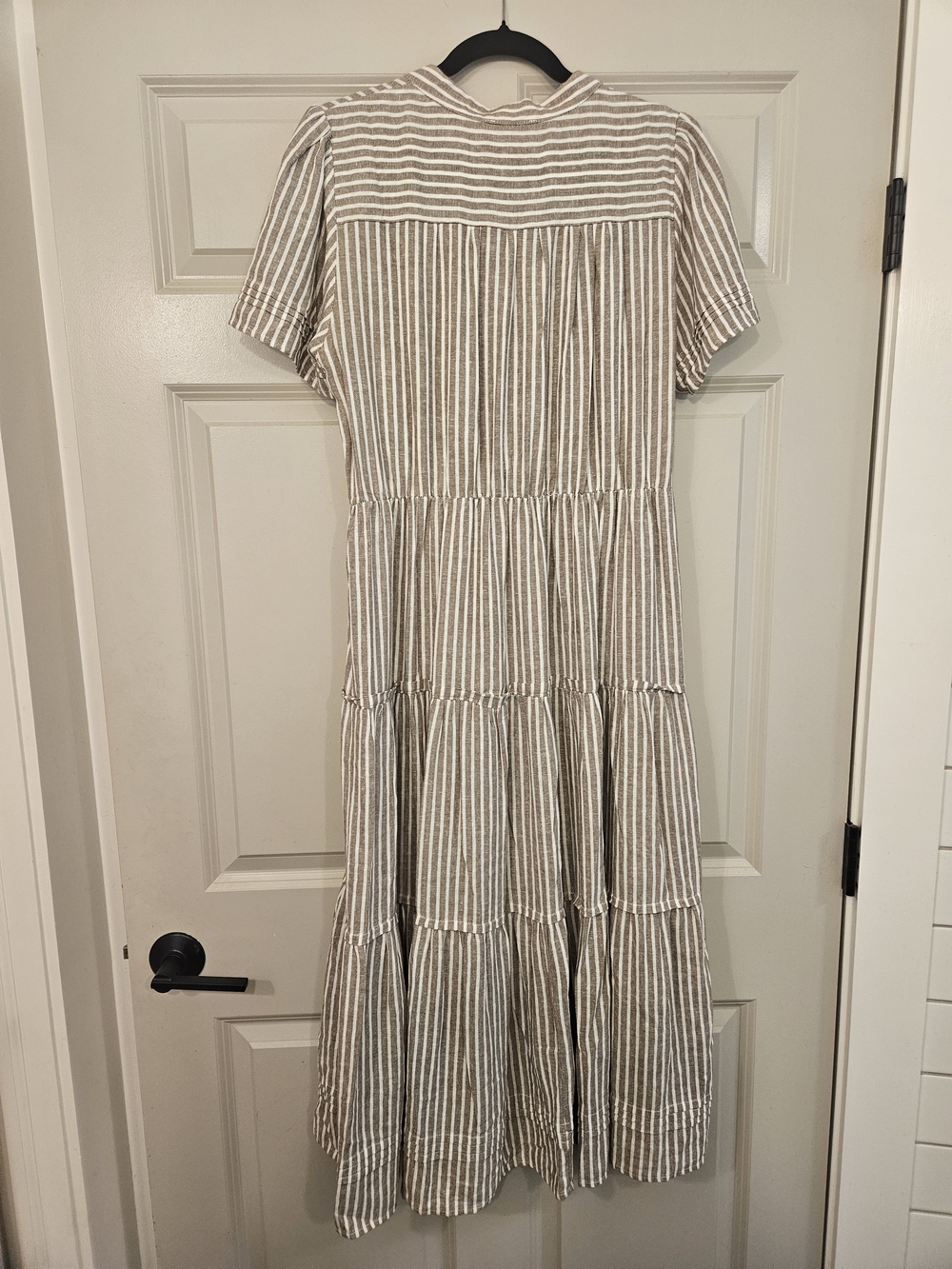Cynthia Rowley Beige and White Striped Tiered Midi Dress - Picture 6 of 6
